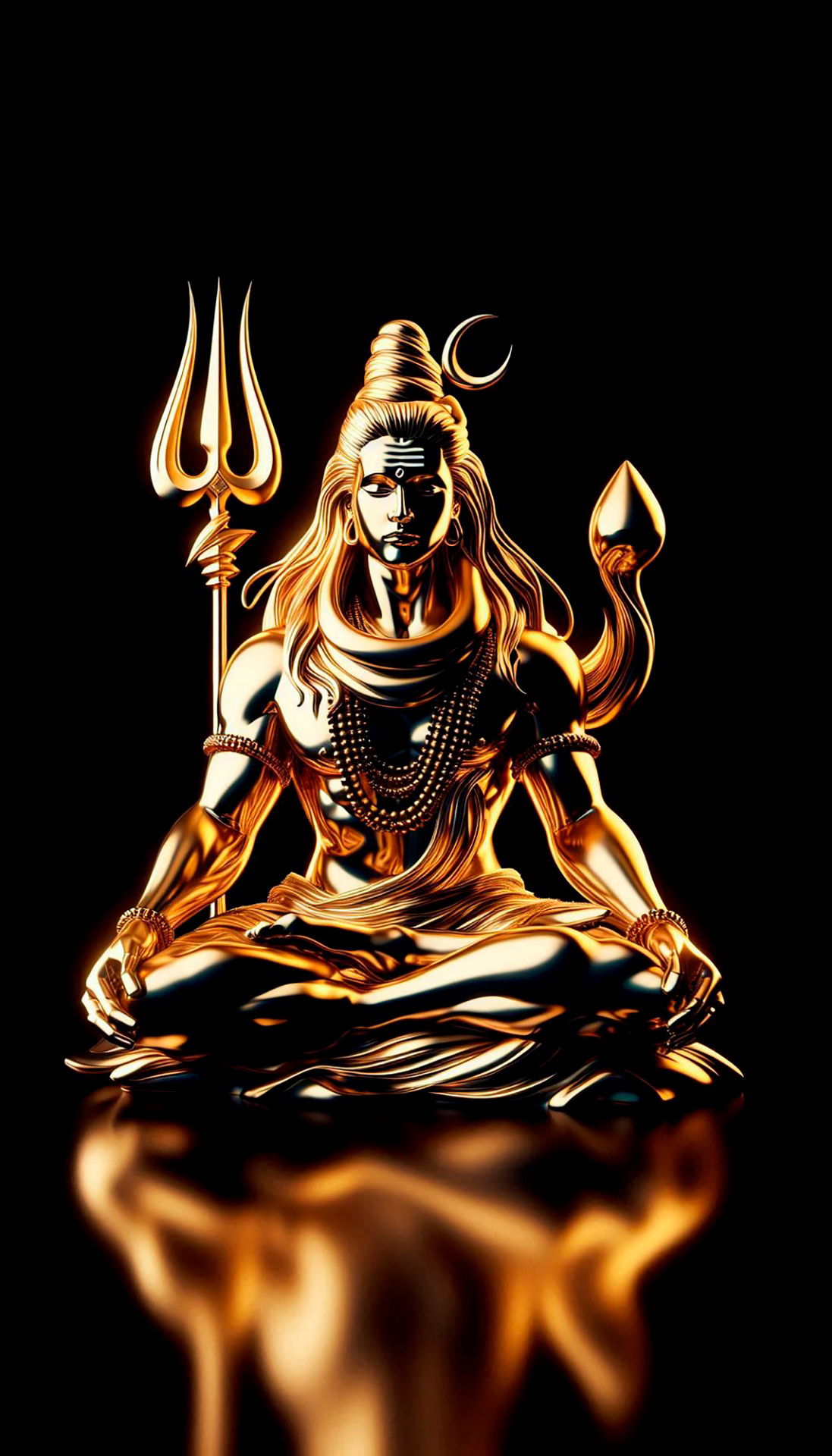 Meditating Shiva with Trishul and Crescent Moon