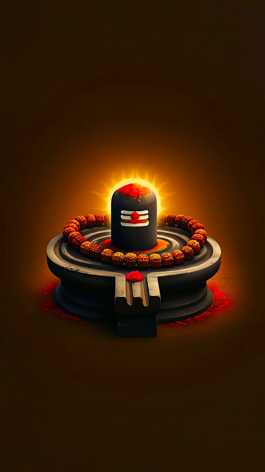 Glowing Shivling with Rudraksha beads.