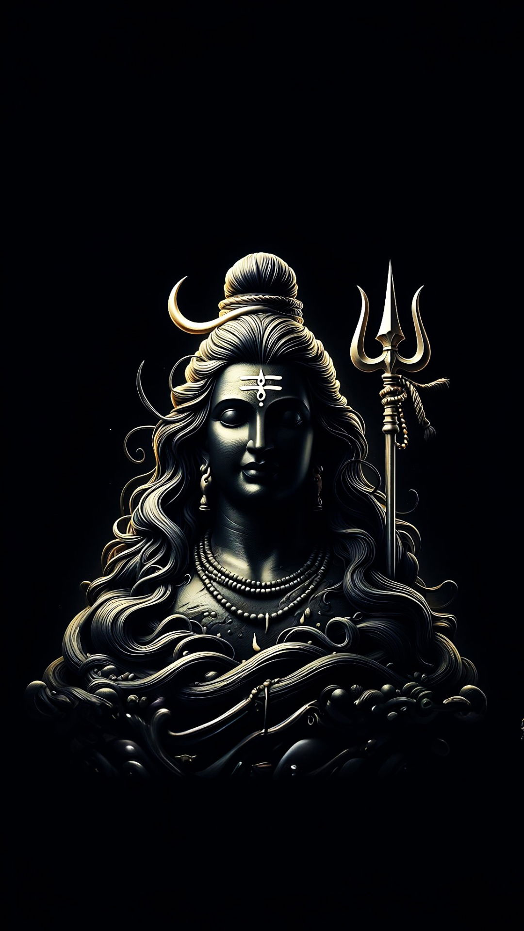 Lord Shiva serene face with Trishul