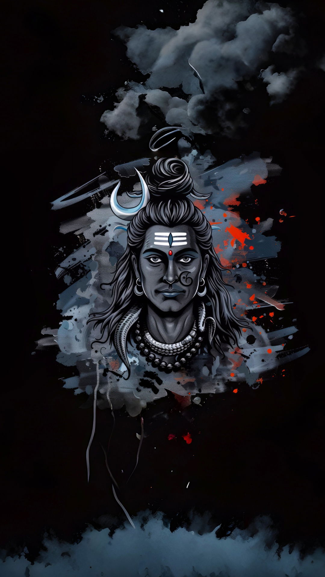 Powerful Shiva portrait with third eye