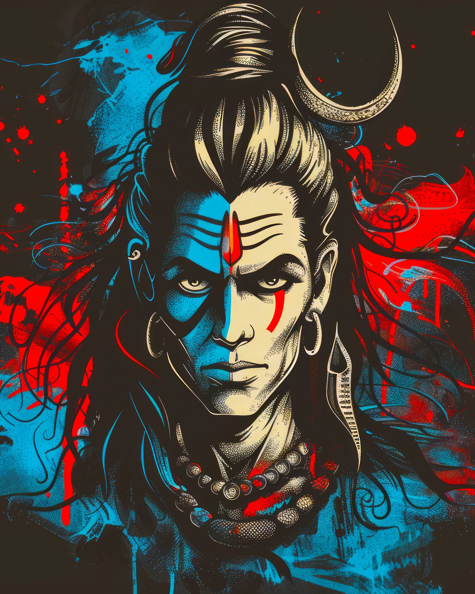 Intense portrait of Lord Shiva, Mahadev