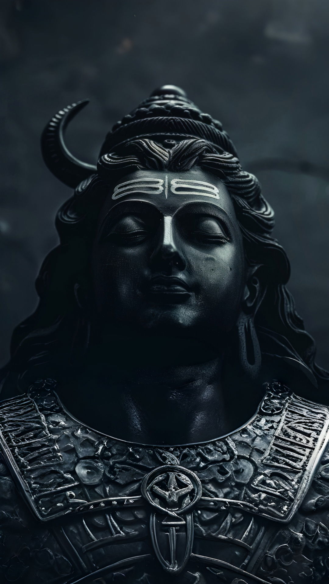 Meditating Shiva black wallpaper portrait