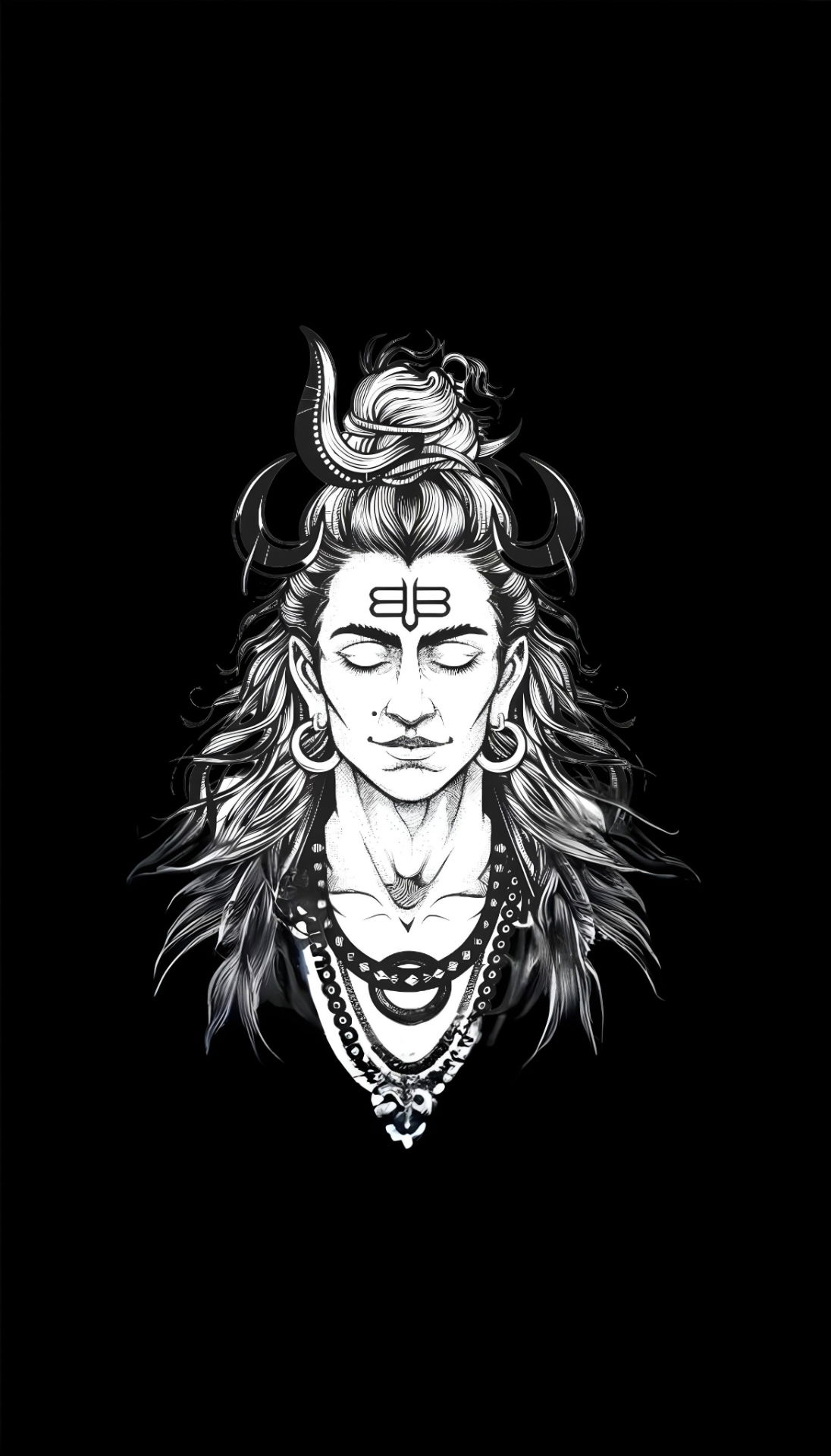 Meditative Shiva black and white portrait