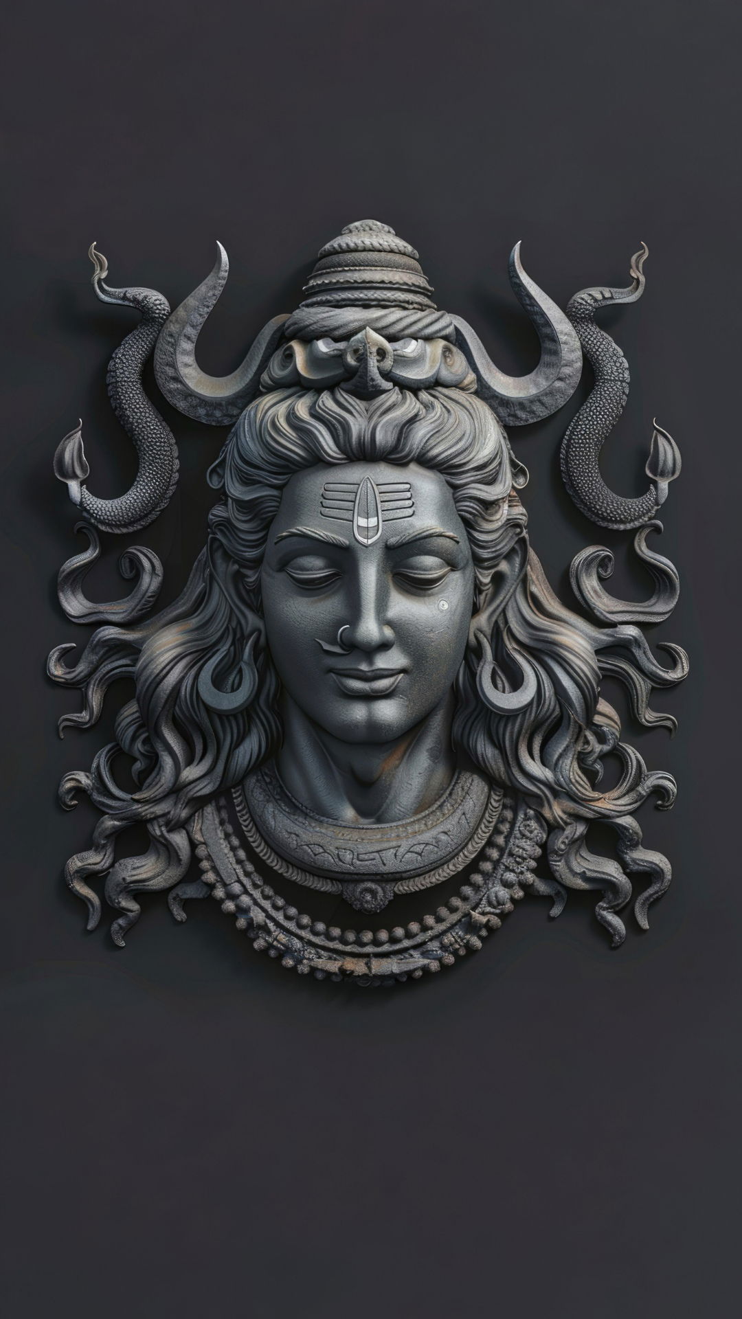 Grayscale portrait of Lord Shiva.