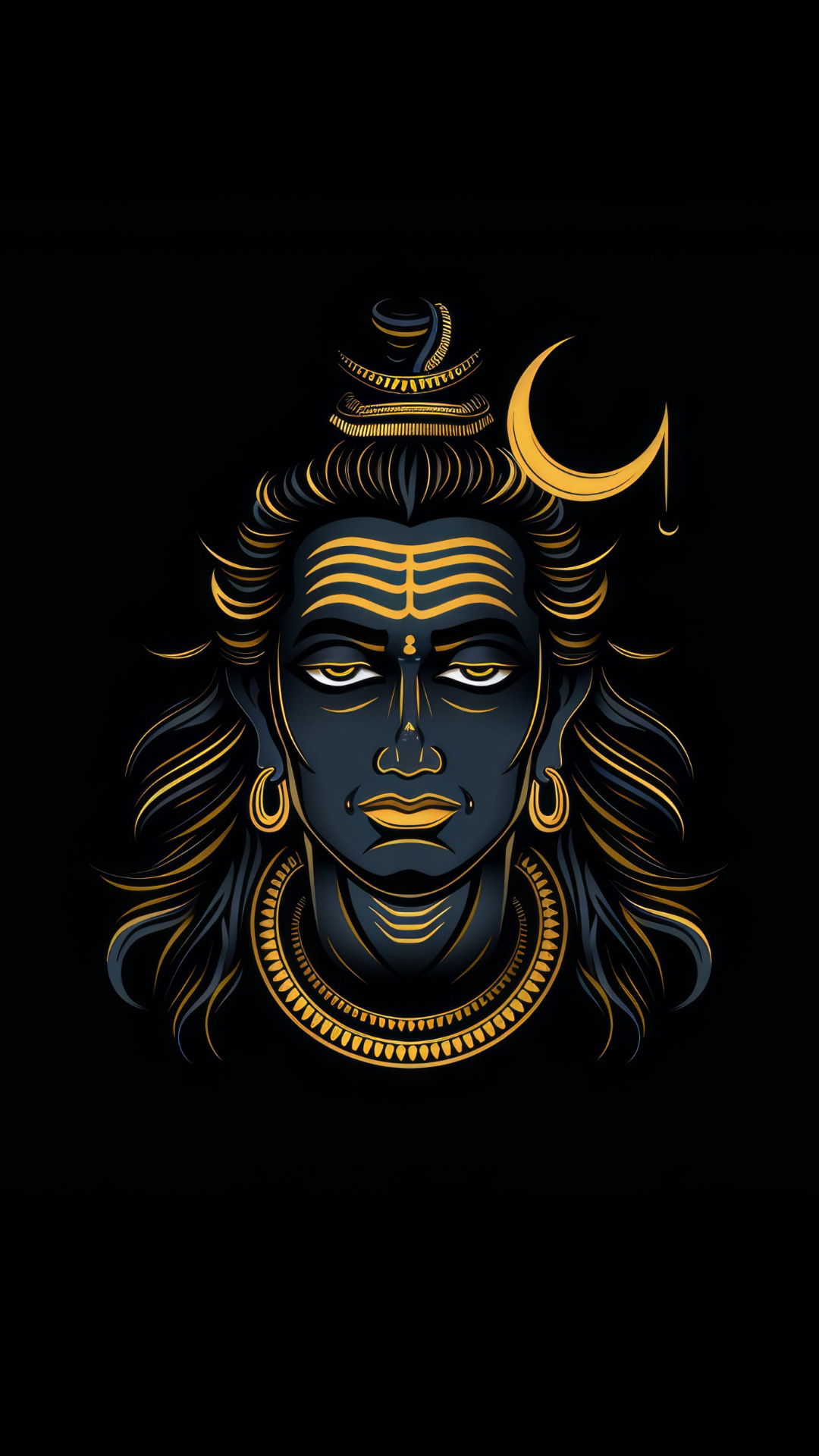 Lord Shiva portrait with golden accents
