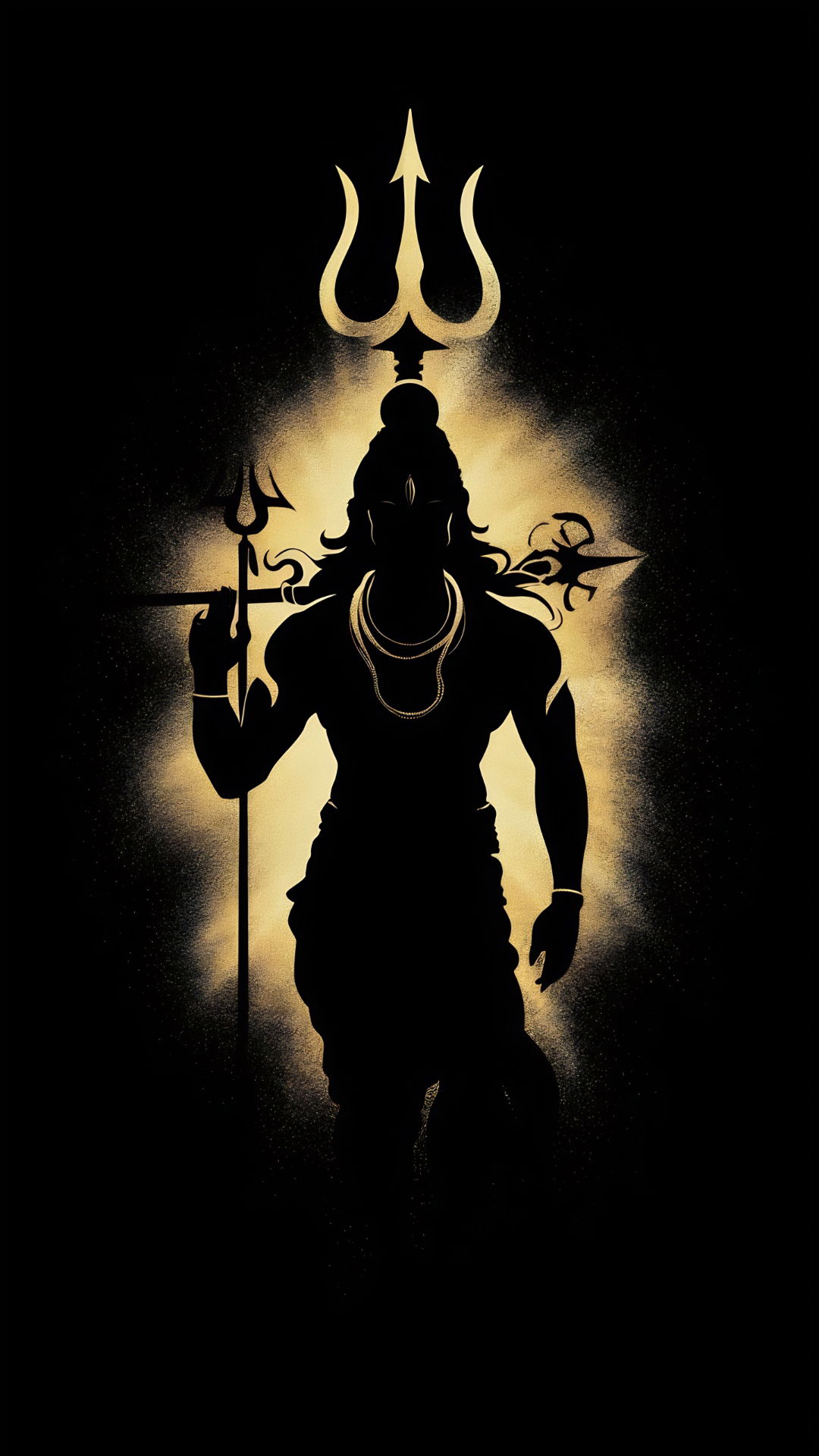 Shiva silhouette with Trishul and Damru