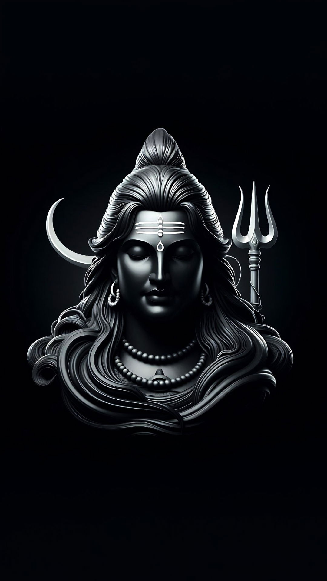 Powerful Shiva portrait with Trishul and serpent.