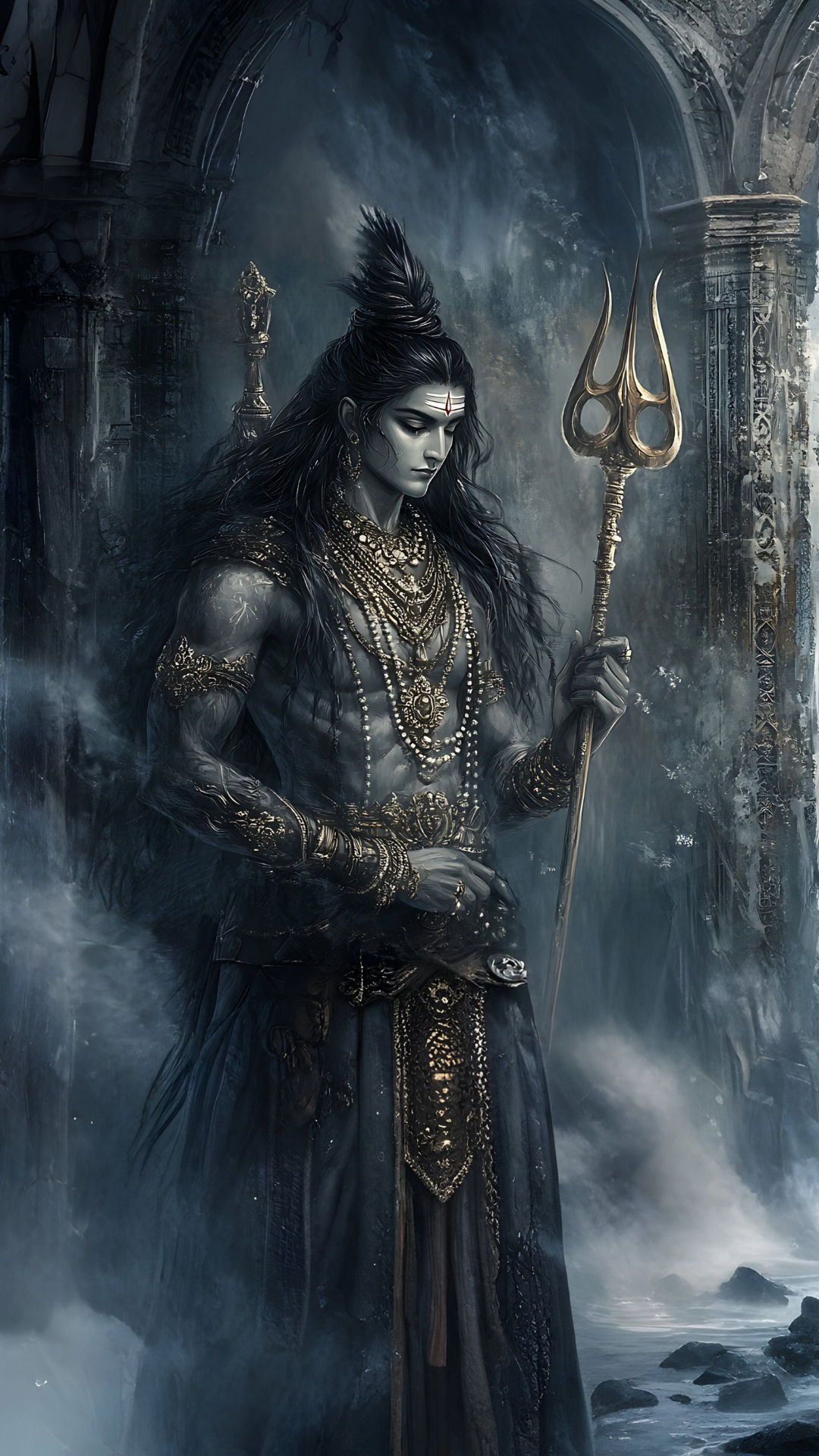 Powerful Shiva with Trishul portrait