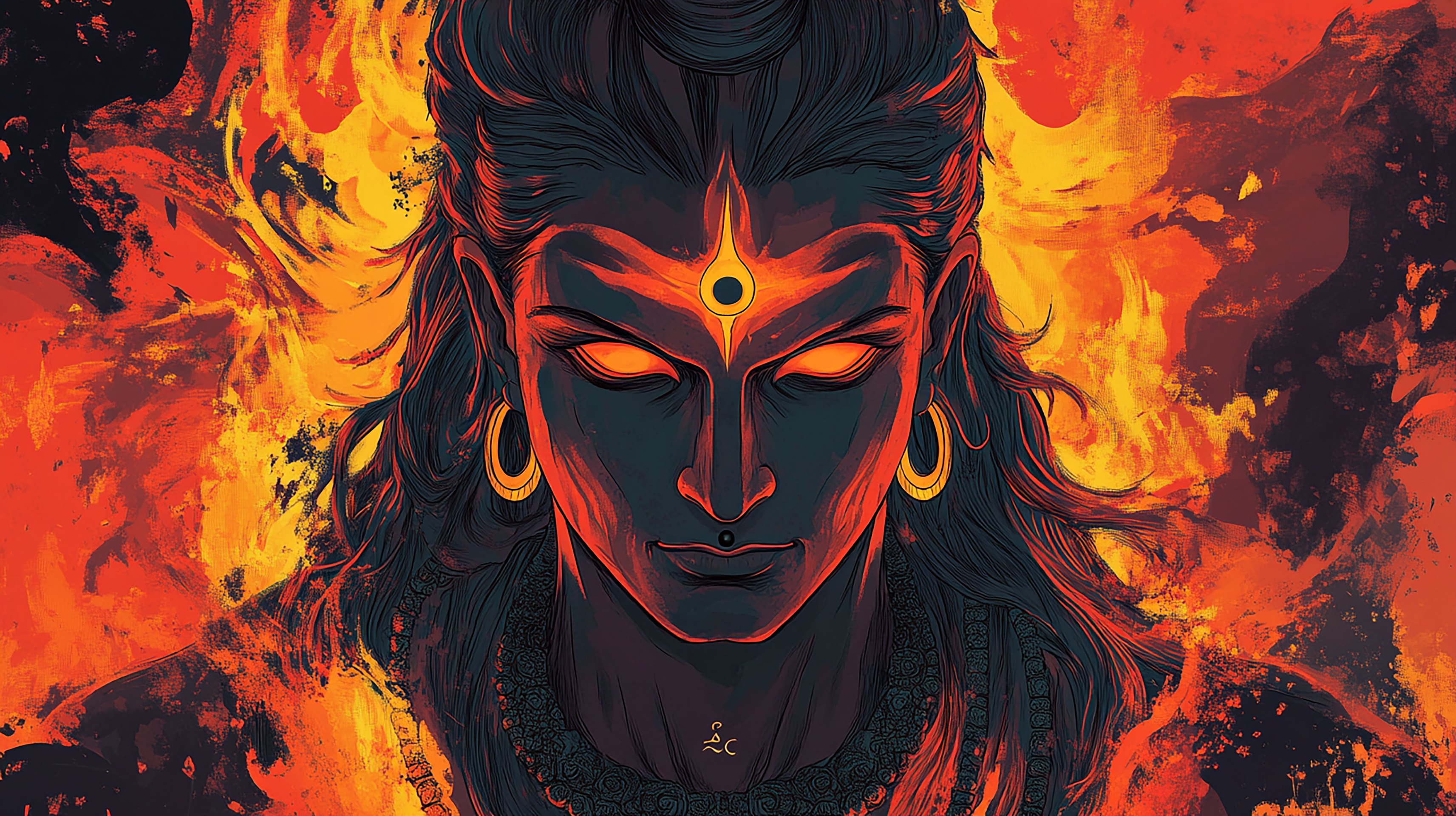Lord Shiva intense fiery portrait