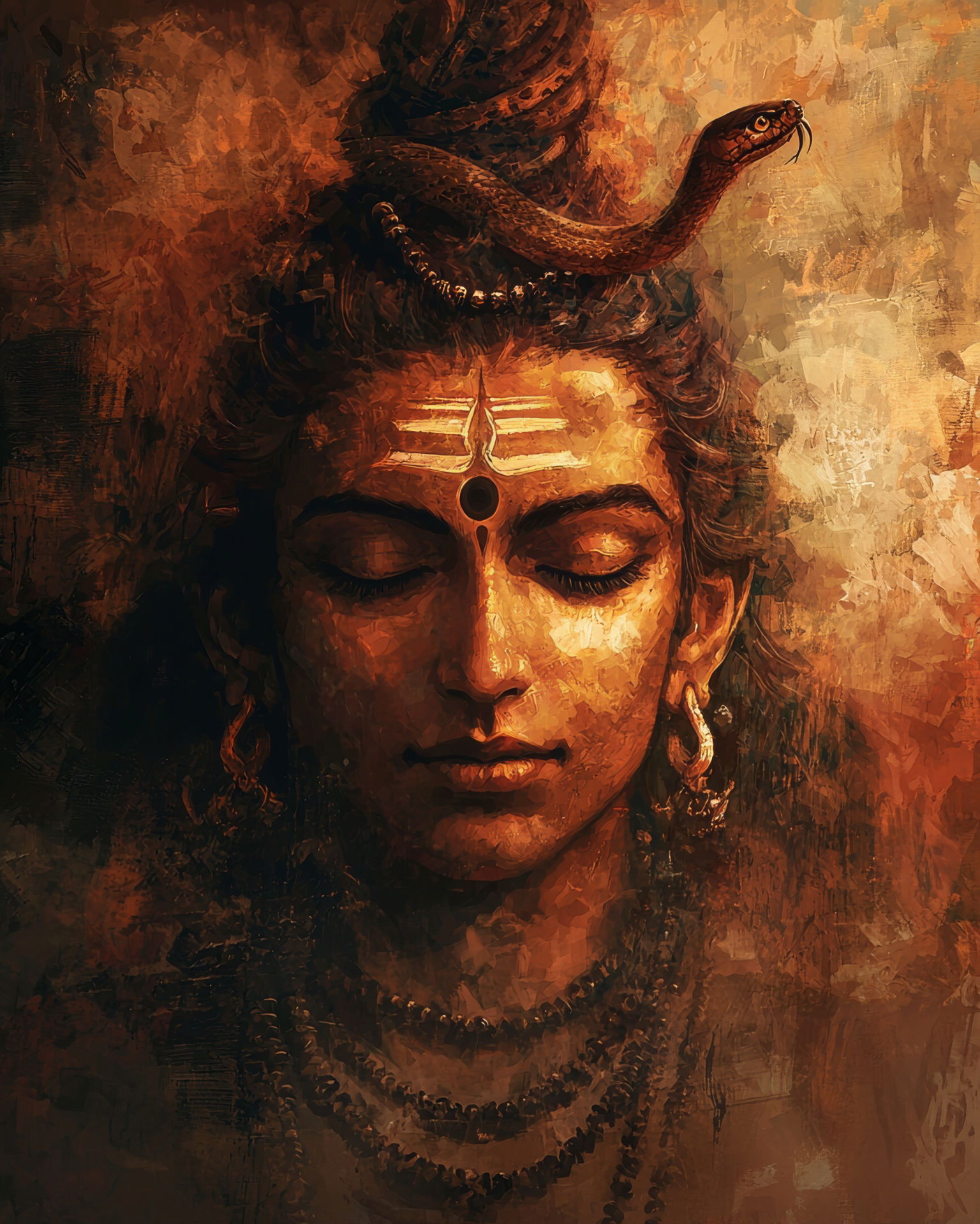 Meditating Shiva with serpent adornment.