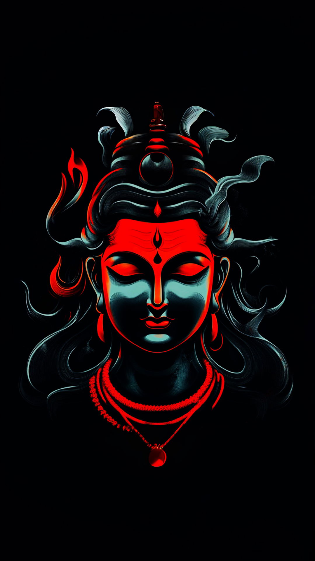 Lord Shiva\'s serene face in darkness