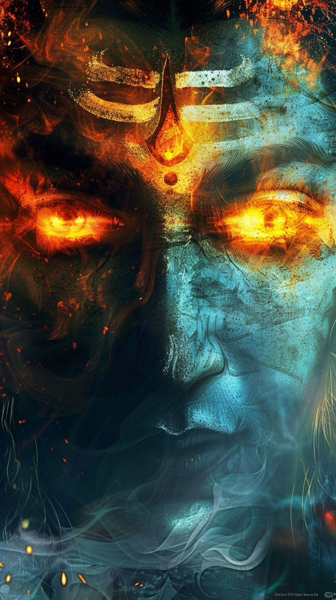 Fiery Shiva portrait, divine wallpaper