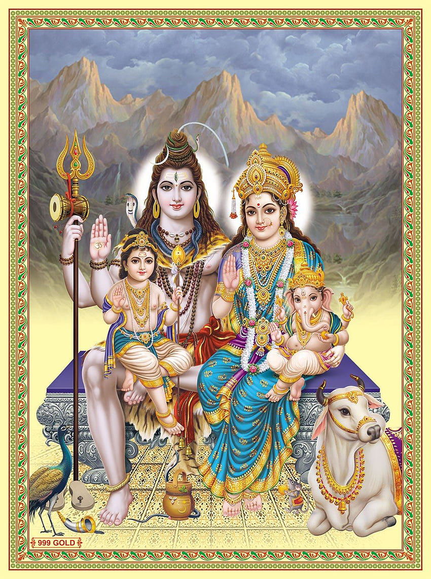 Shiva Parvati family divine wallpaper