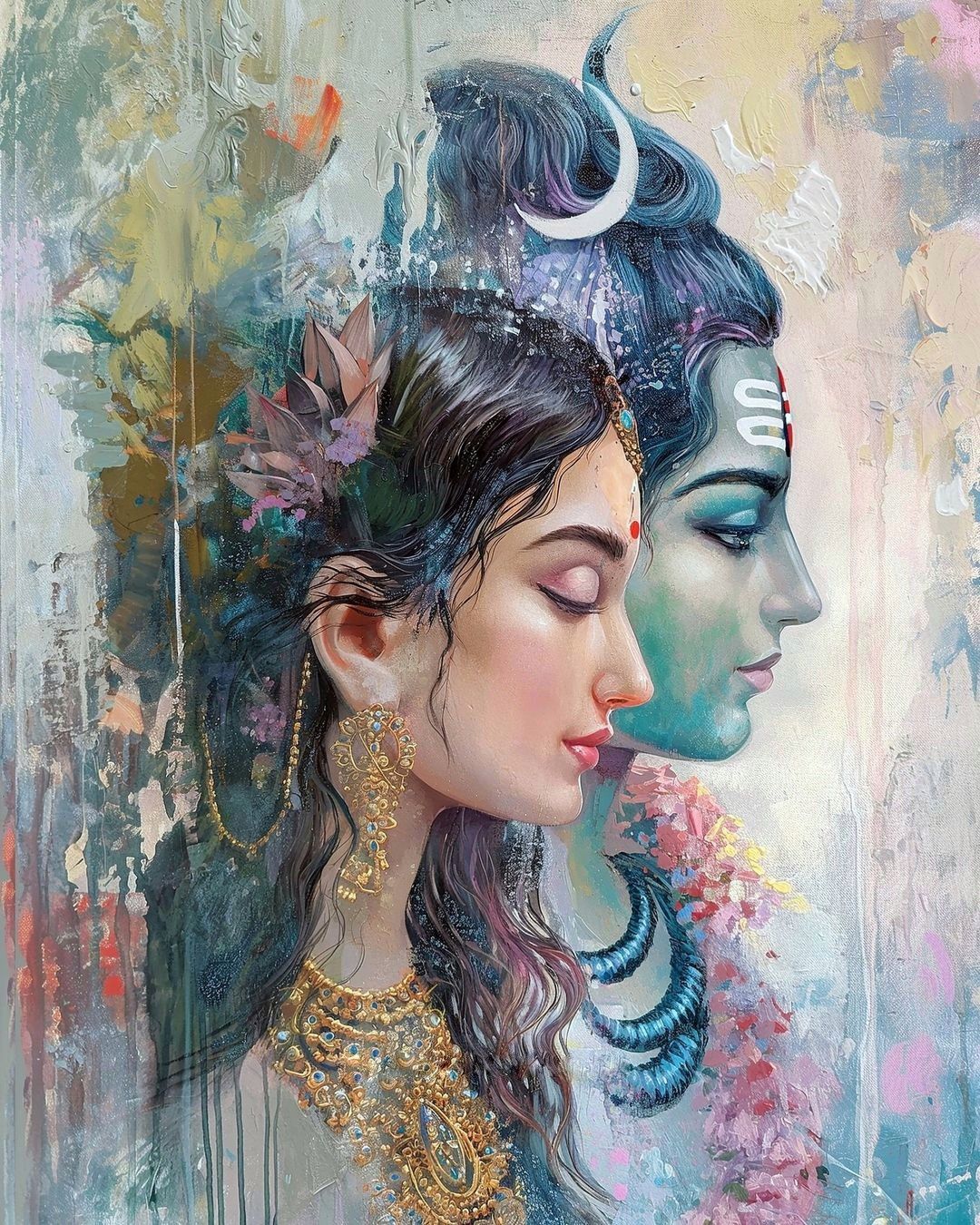 Shiva and Parvati divine union painting