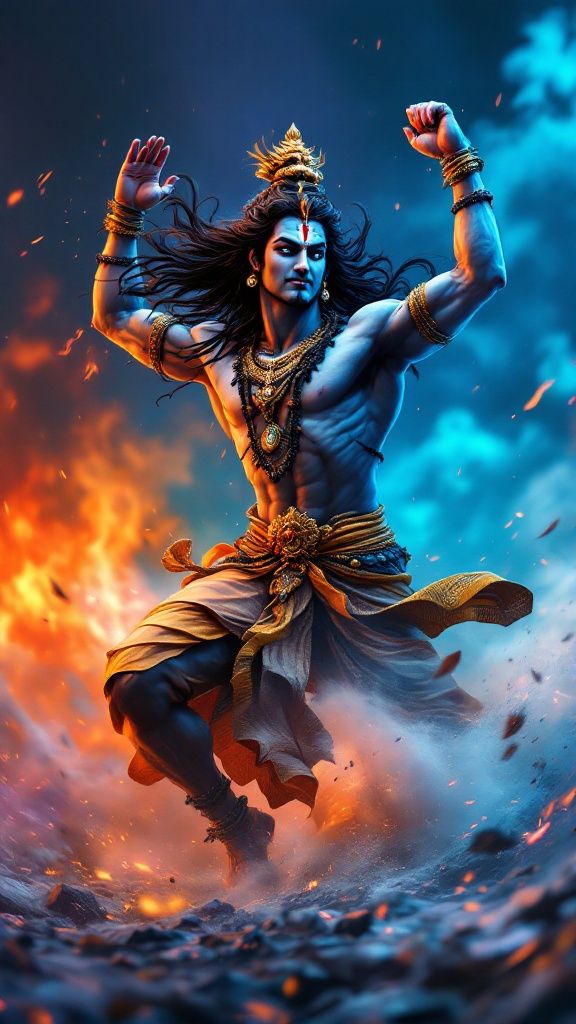 Powerful Shiva performing cosmic dance