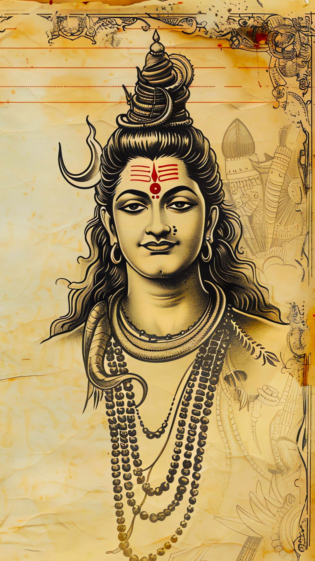 Peaceful Shiva portrait with serpent
