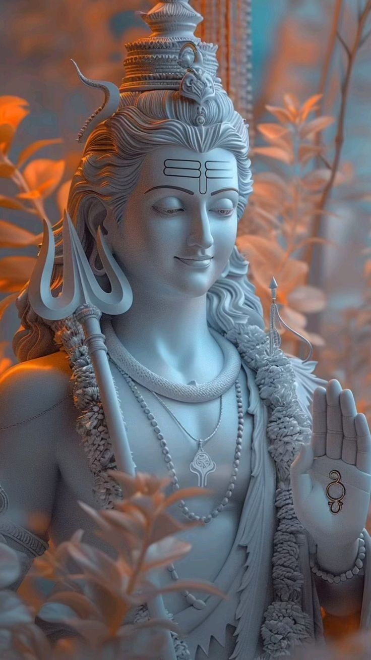 Serene Lord Shiva statue with trident