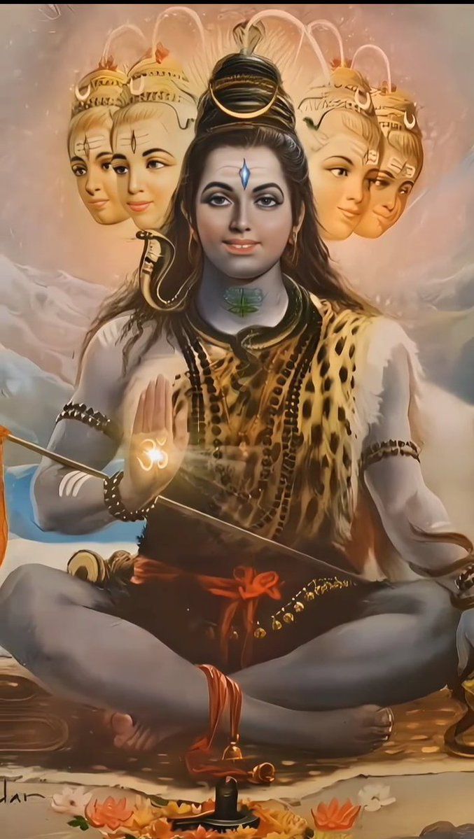Meditating Shiva with three faces