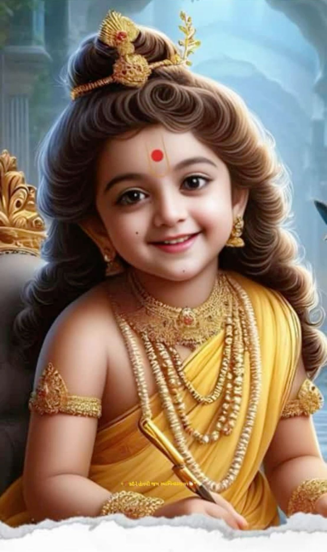 Young Swaminarayan with golden ornaments