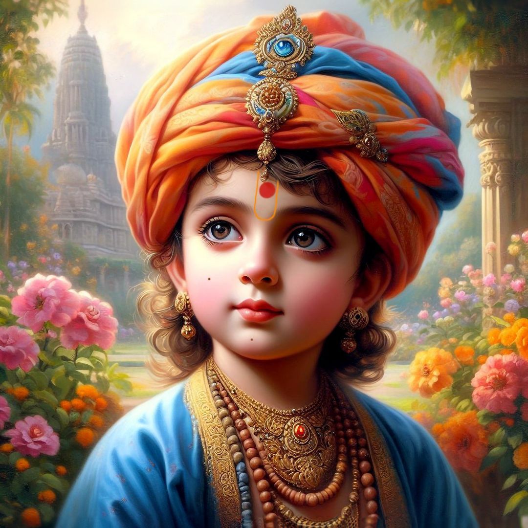 Swaminarayan child portrait, serene and divine.