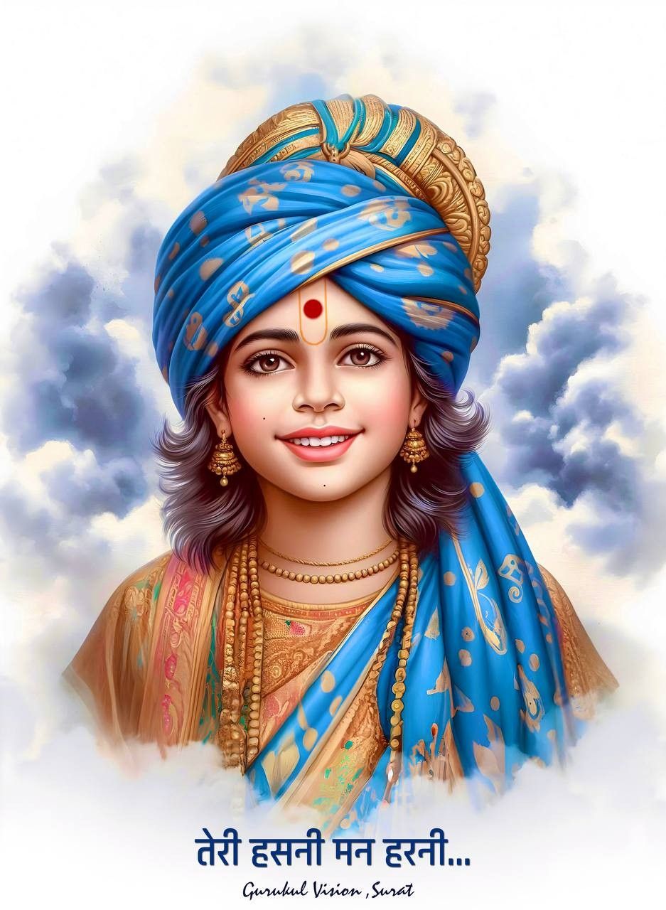 Young Swaminarayan with a blissful smile