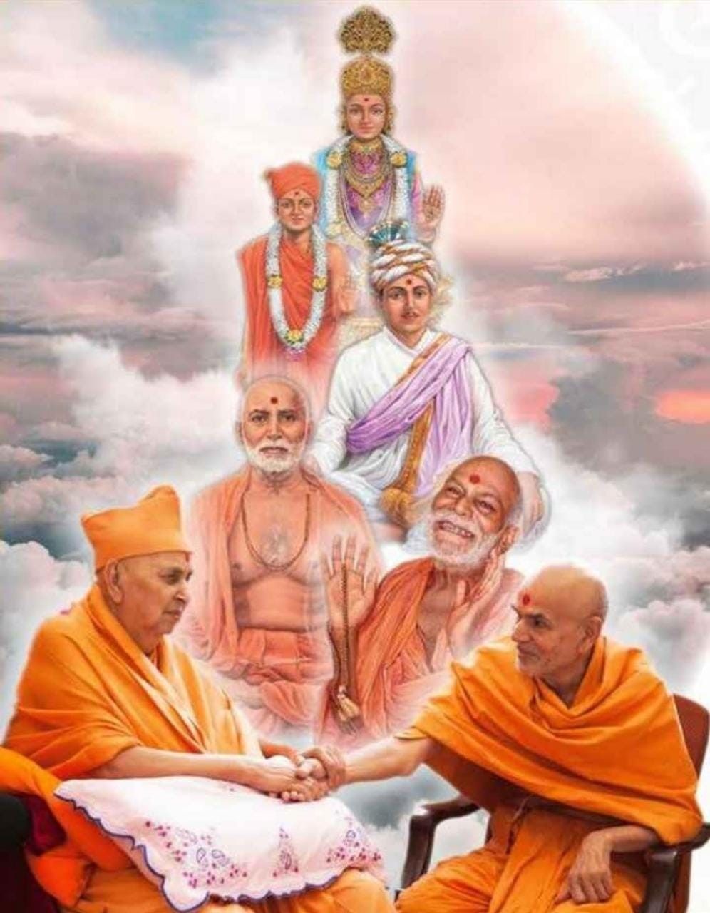 Swaminarayan and guru lineage portrait