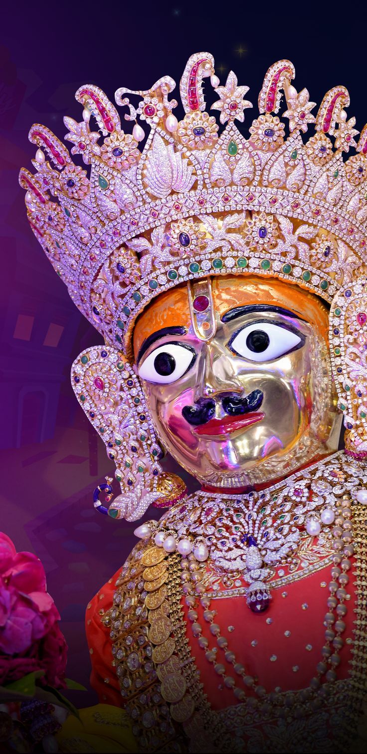 Swaminarayan Bhagwan with golden crown