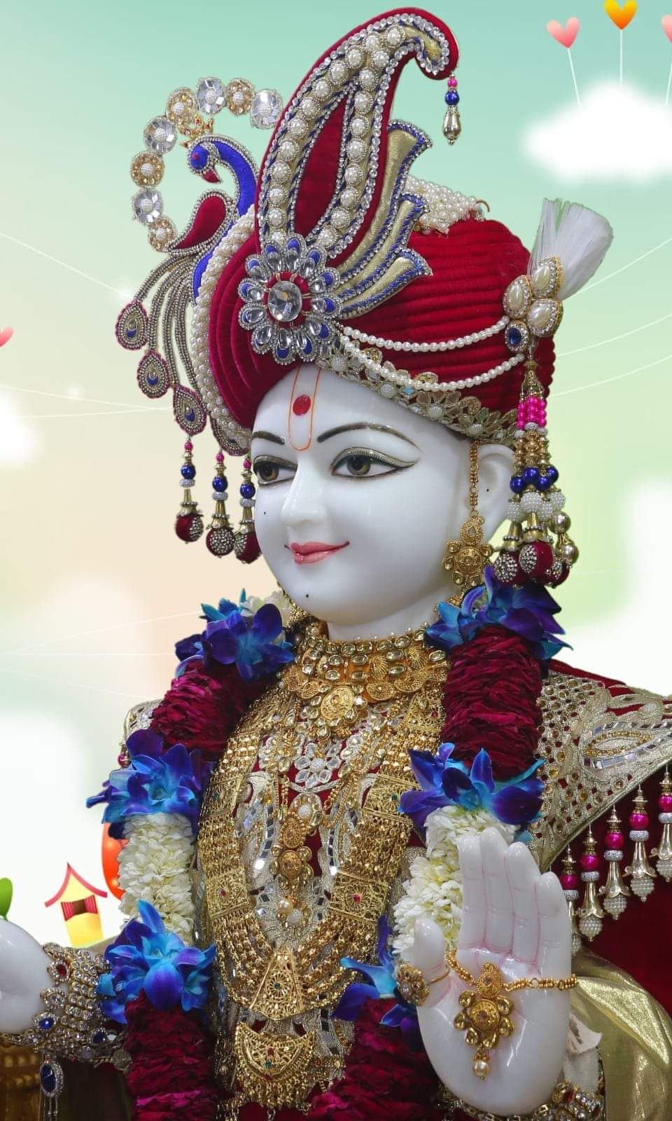 Swaminarayan Bhagwan with floral garland