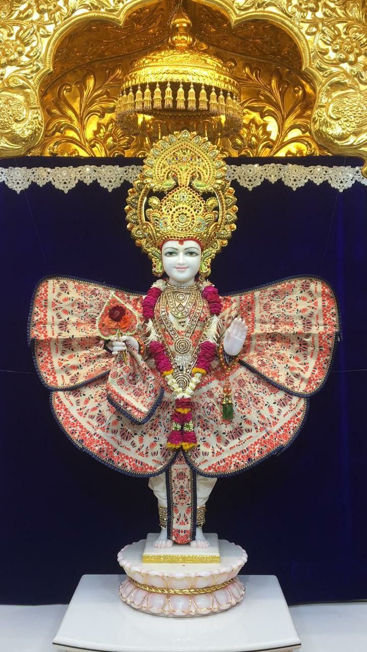 Swaminarayan idol in golden attire