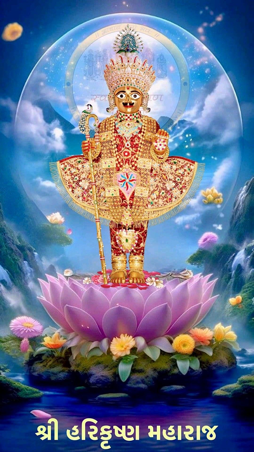 Swaminarayan Bhagwan on a lotus flower