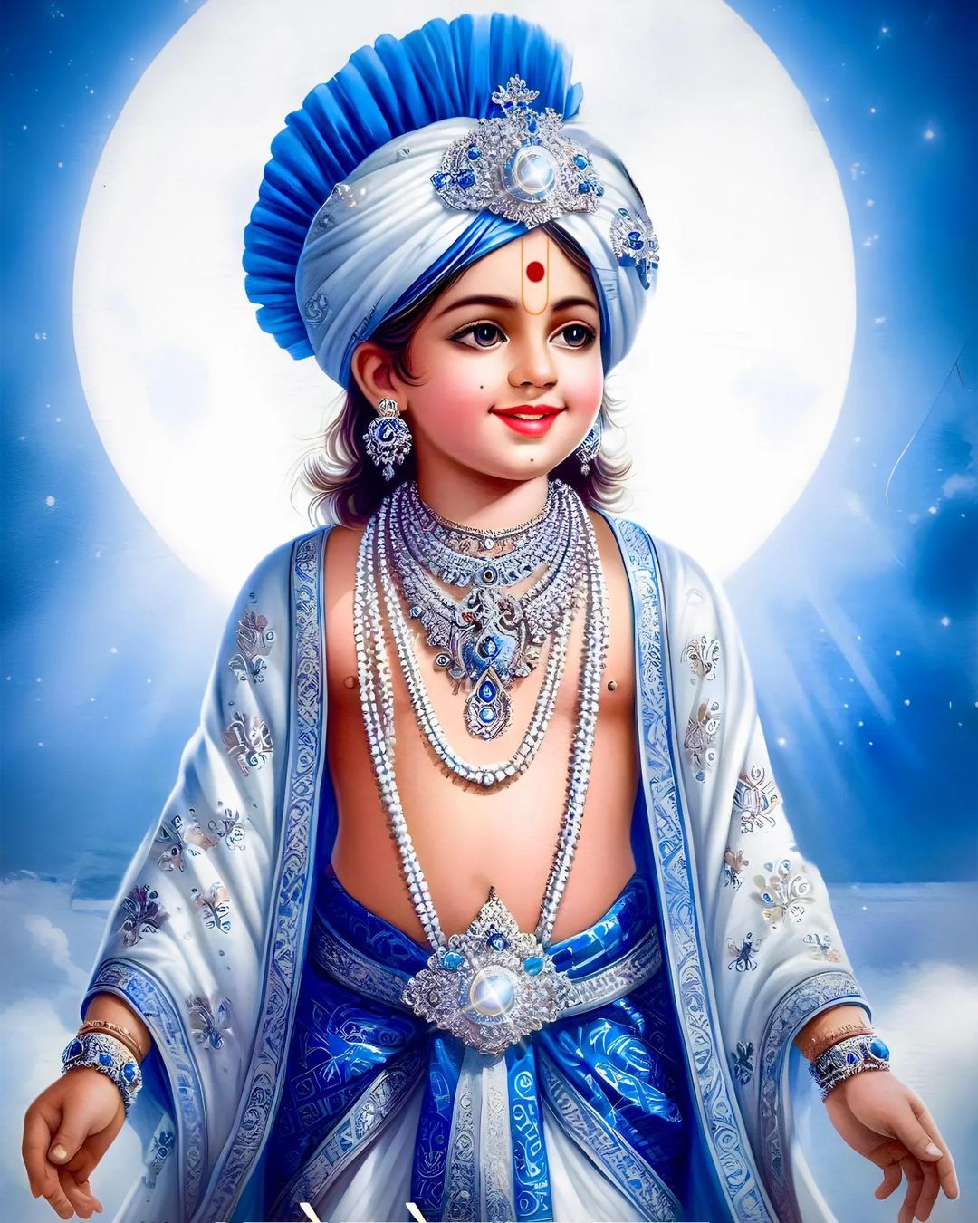 Smiling Swaminarayan child deity portrait