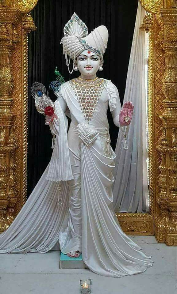 Swaminarayan deity in traditional attire