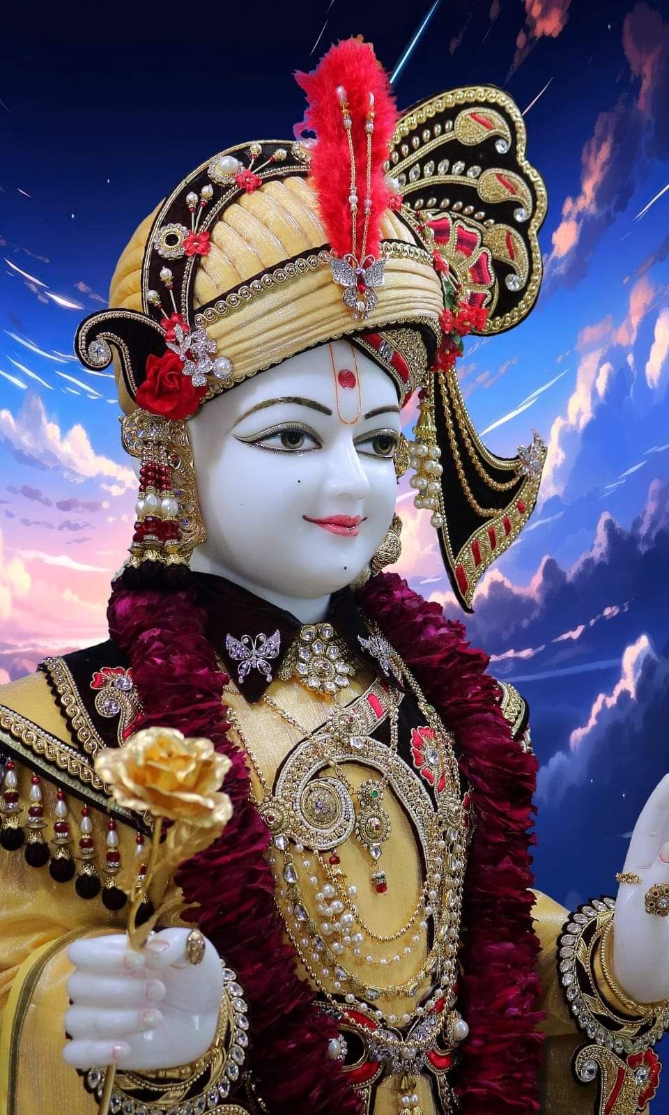 Swaminarayan portrait with ornate crown