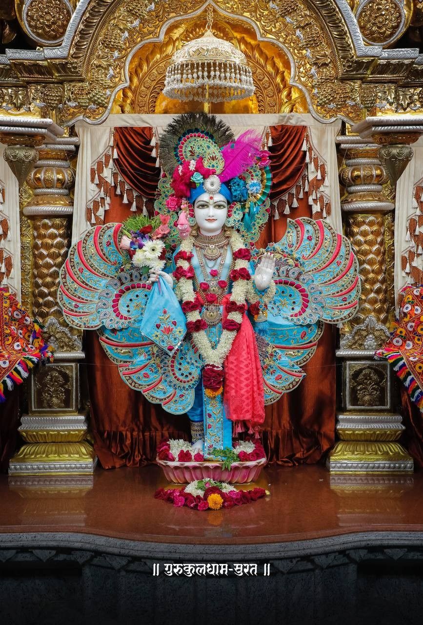 Swaminarayan Bhagwan adorned with flowers