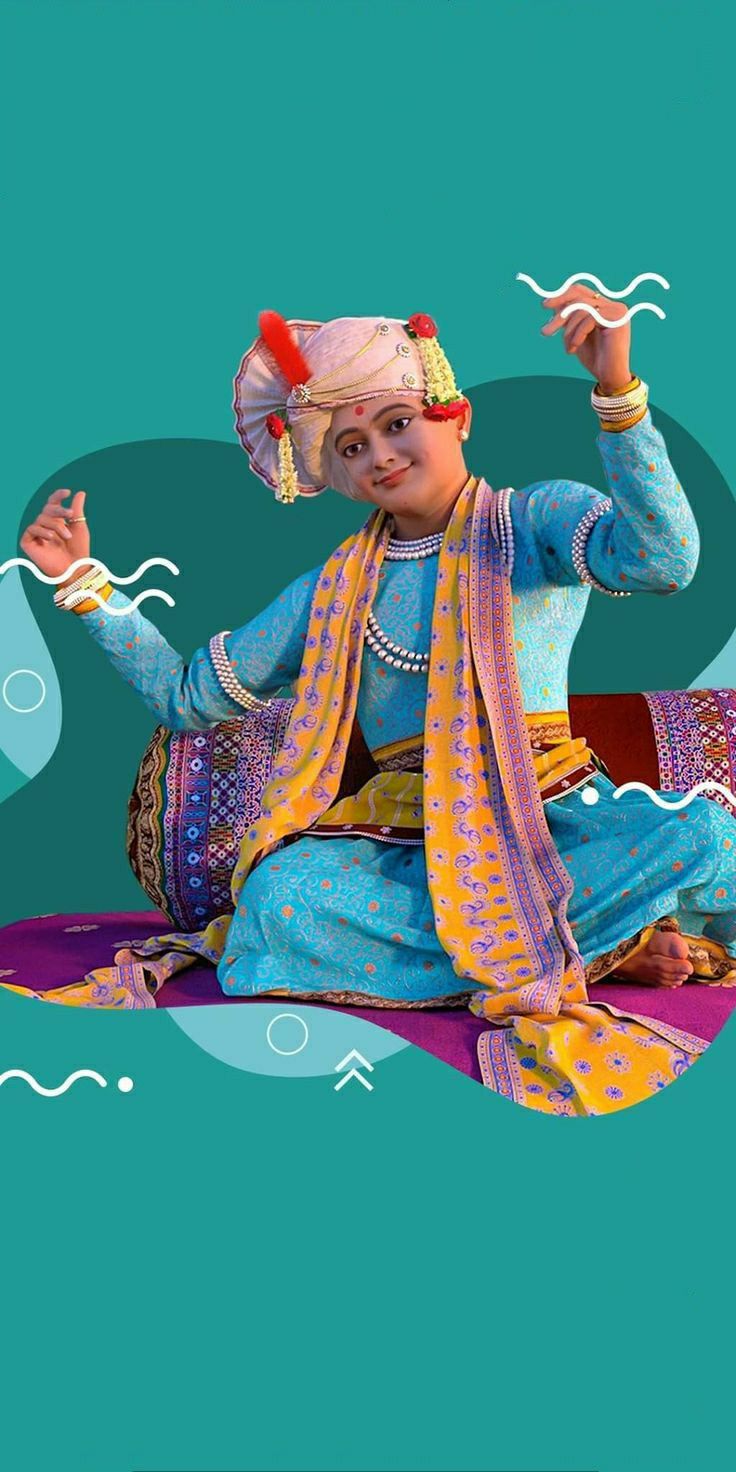 Swaminarayan in ornate traditional dress