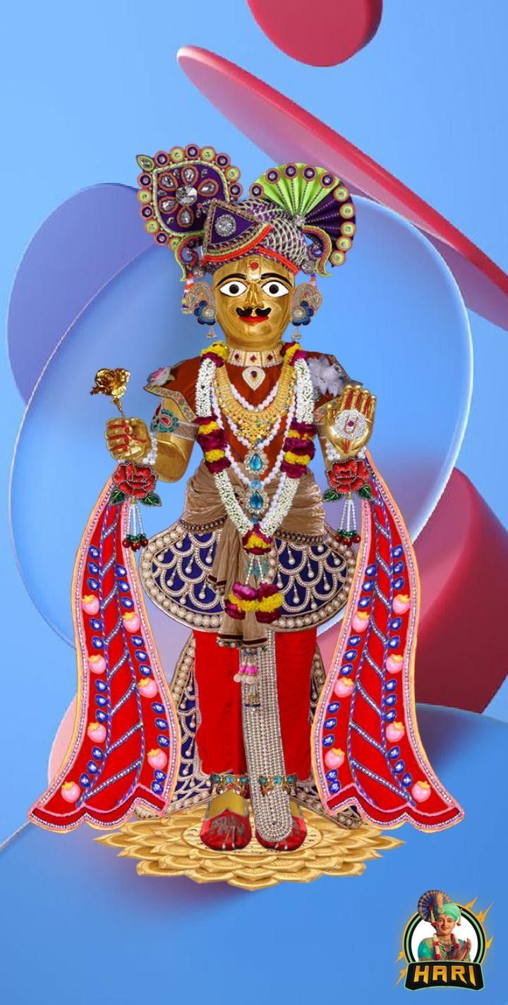 Ornate Swaminarayan deity vibrant wallpaper