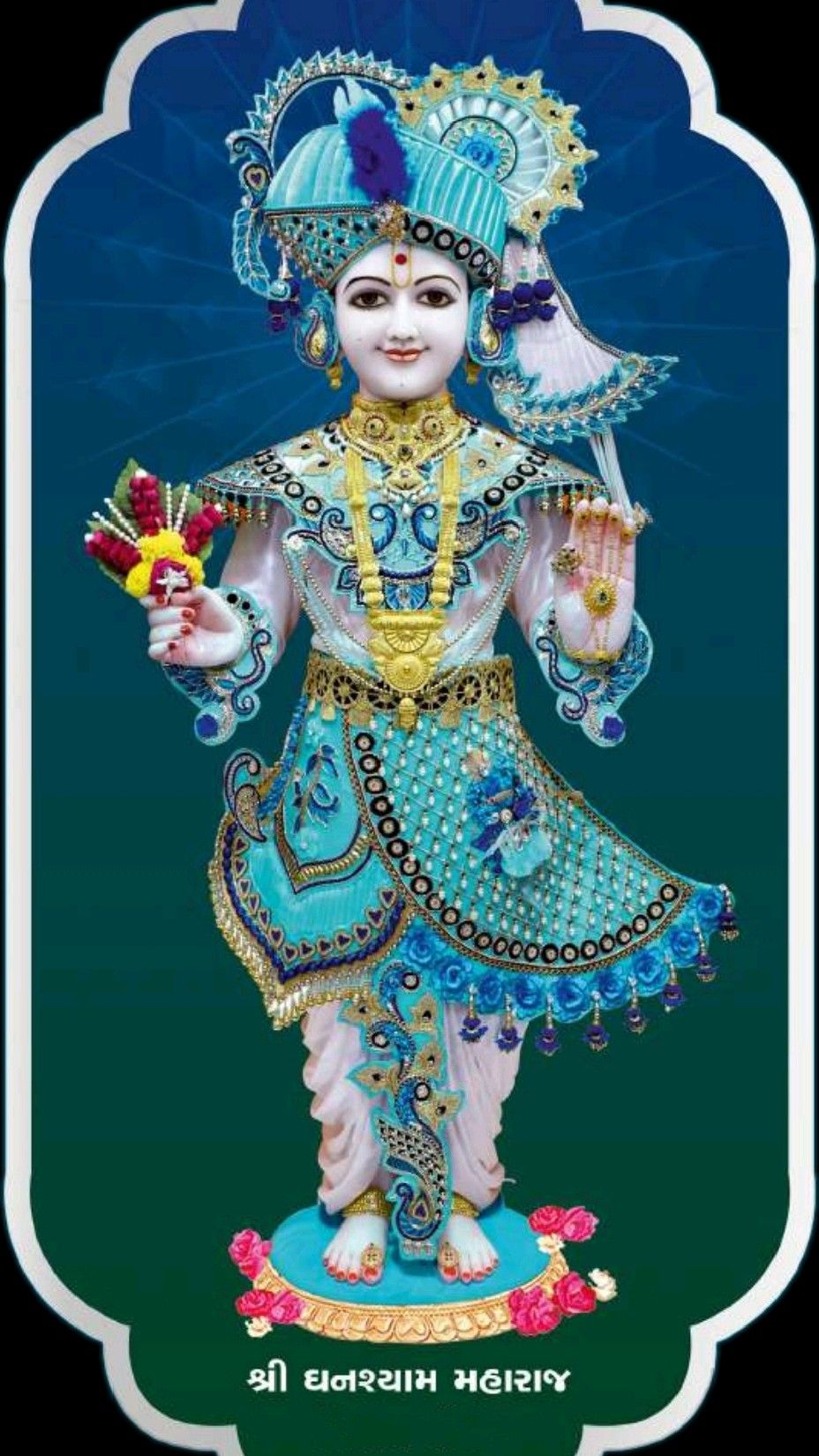 Swaminarayan Maharaj in ornate attire