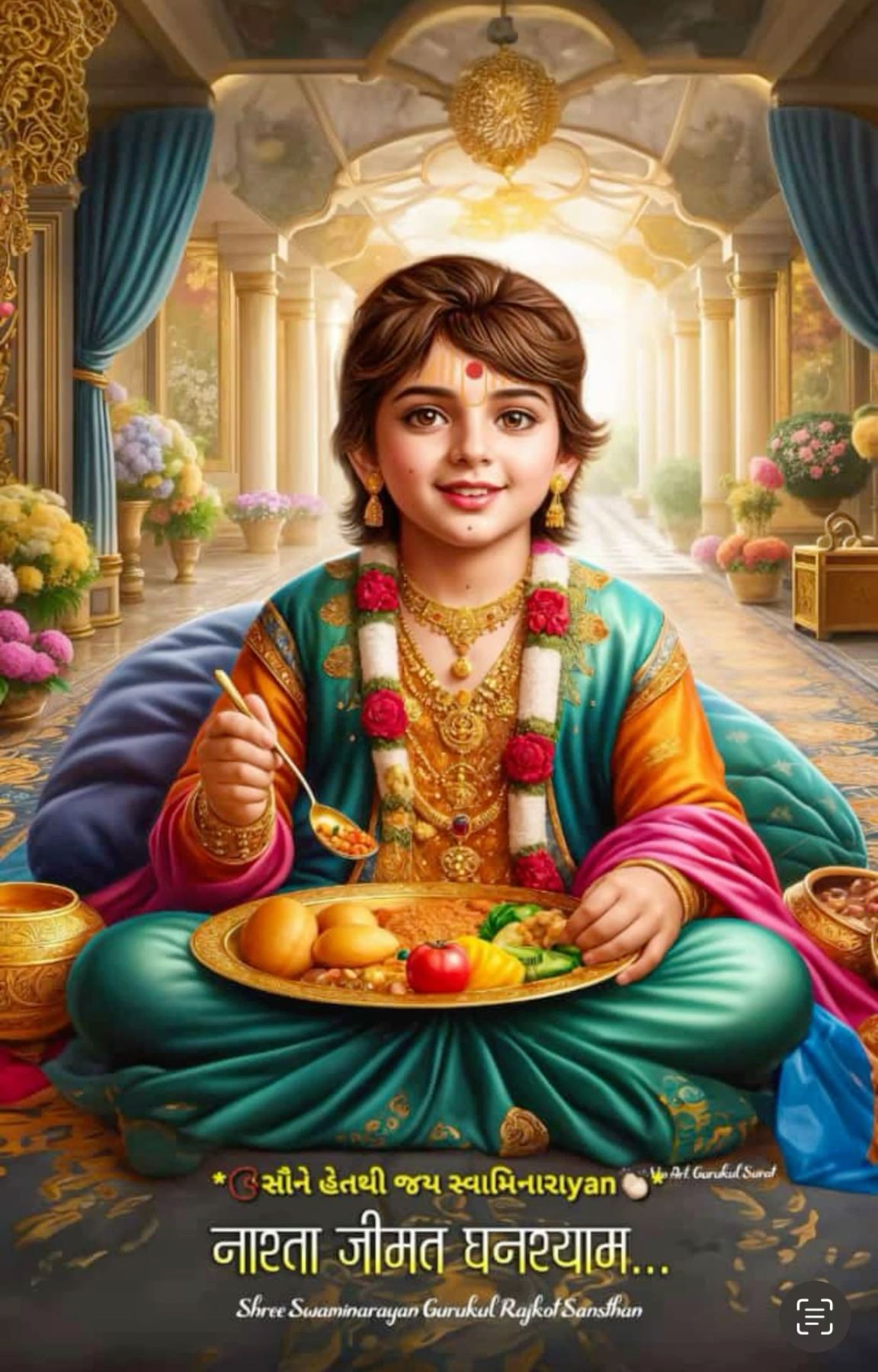 Young Swaminarayan radiating divine grace