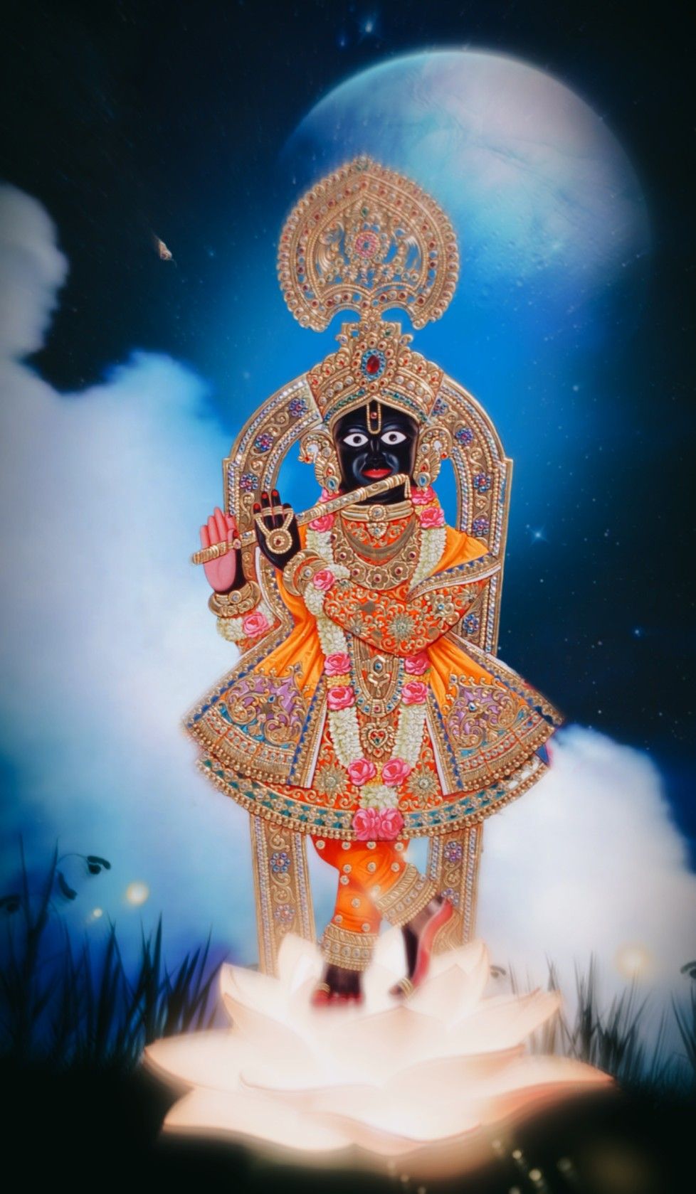 Swaminarayan on a lotus in space