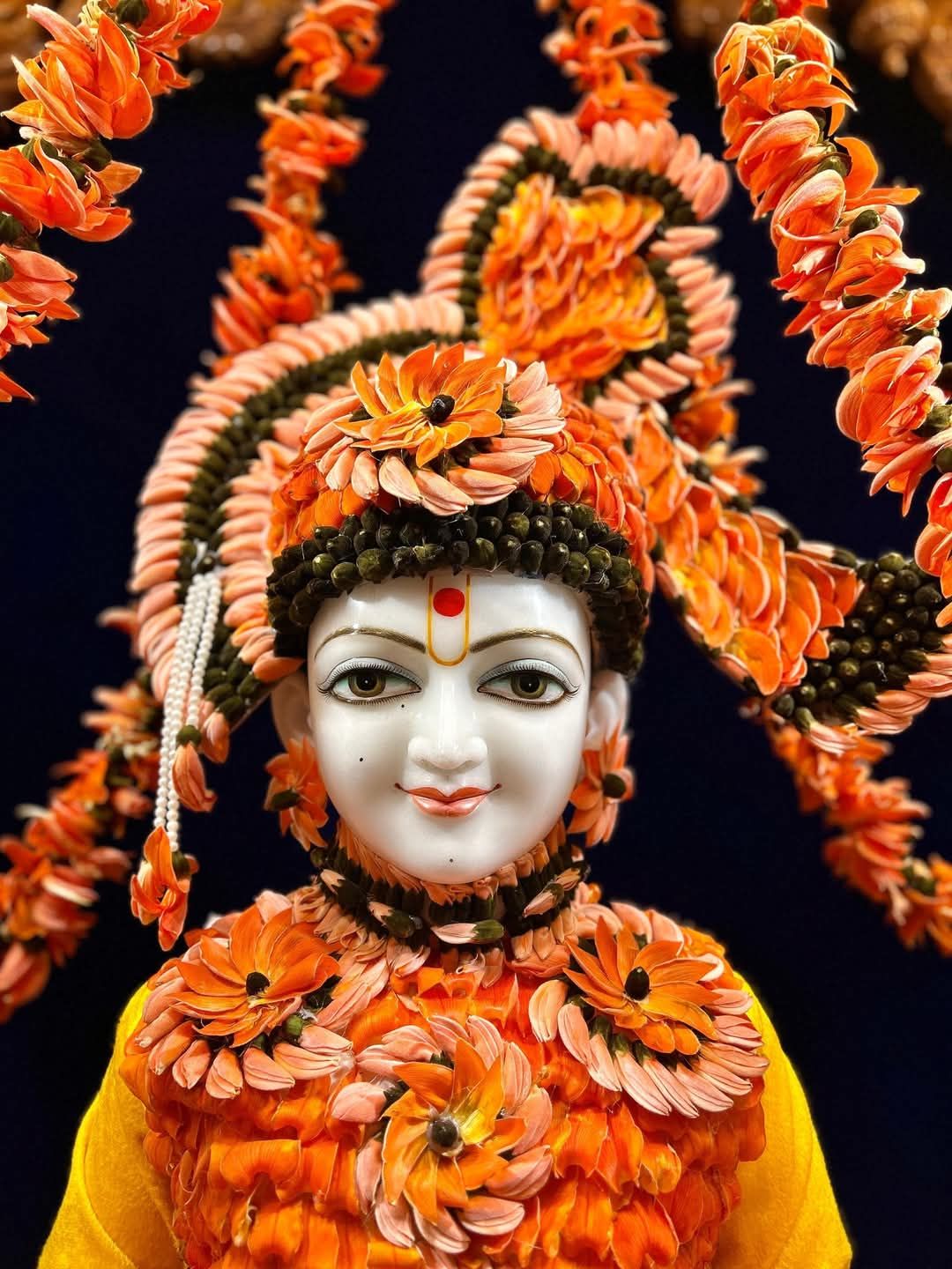 Swaminarayan Bhagwan adorned with flowers