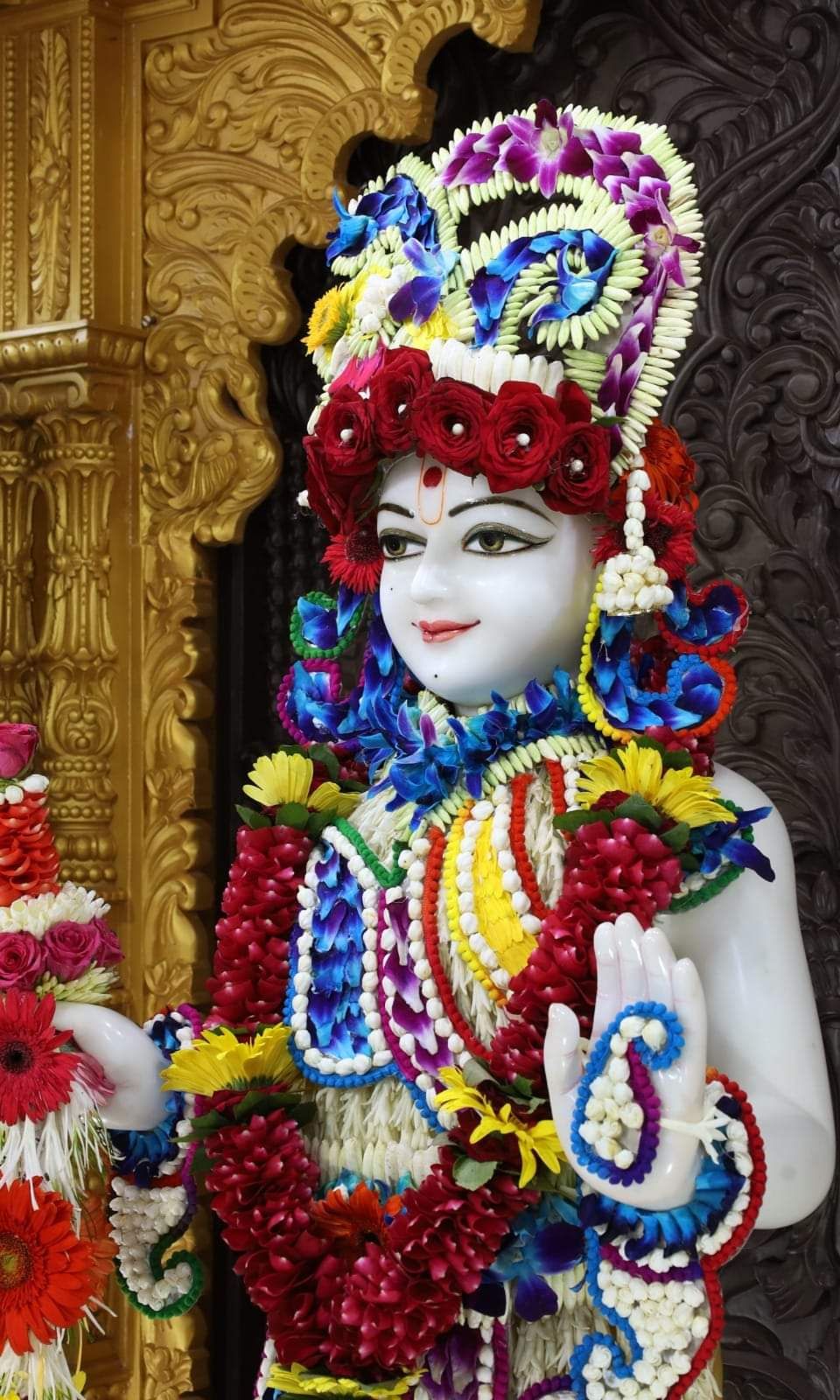 Swaminarayan adorned with beautiful flower garland
