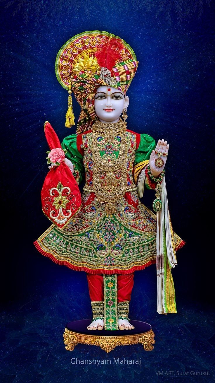 Ghanshyam Maharaj in vibrant divine attire