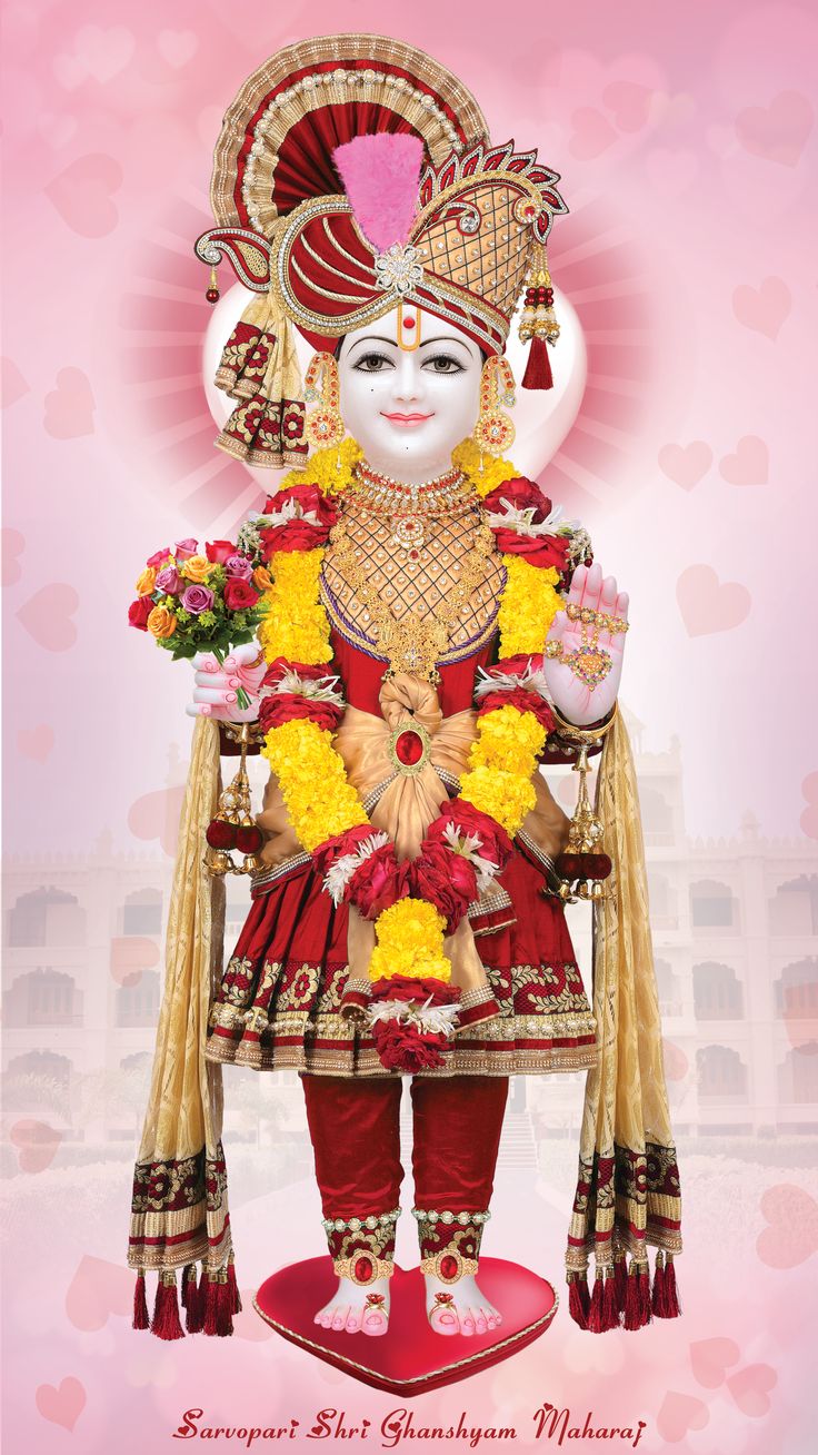 Swaminarayan with floral garland
