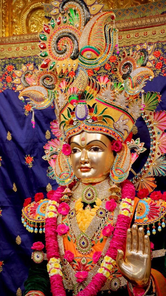 Swaminarayan blessing with golden aura