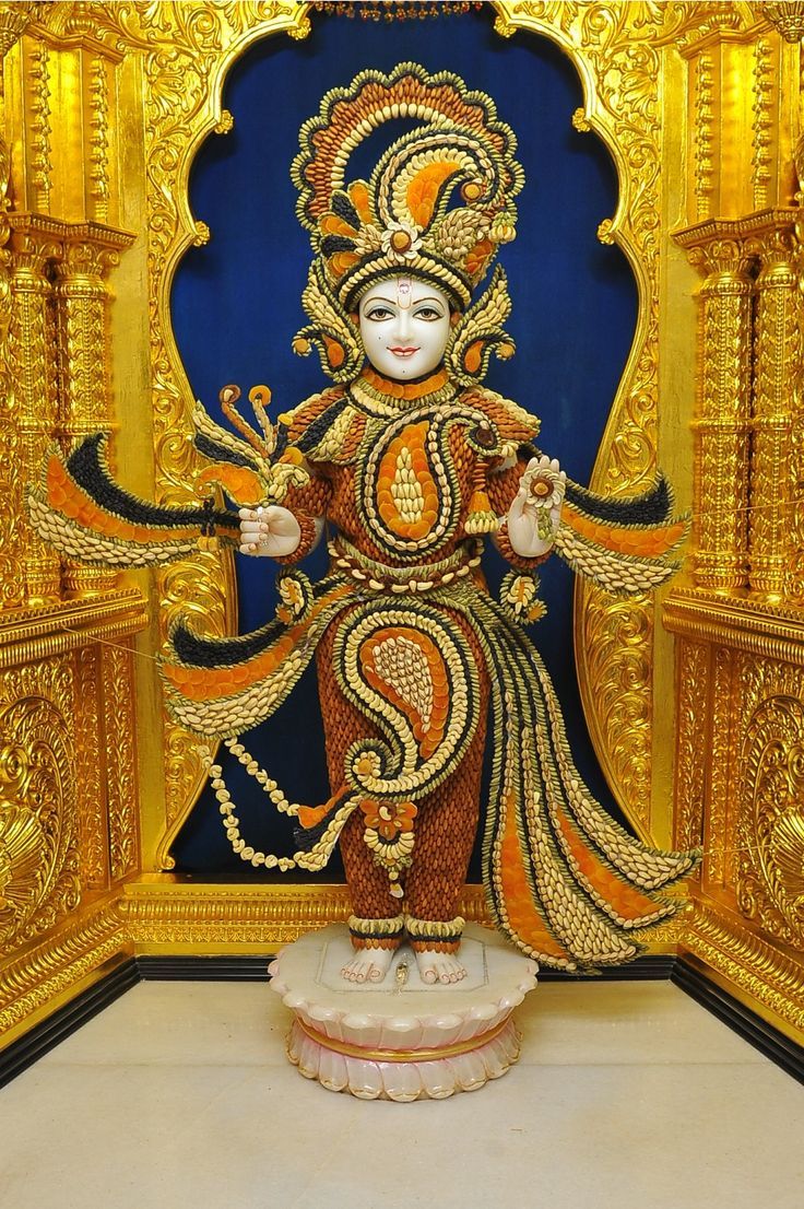 Swaminarayan decorated with floral arrangements
