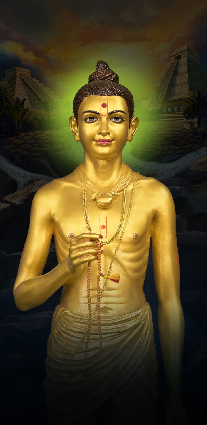 Golden Swaminarayan portrait, divine and serene