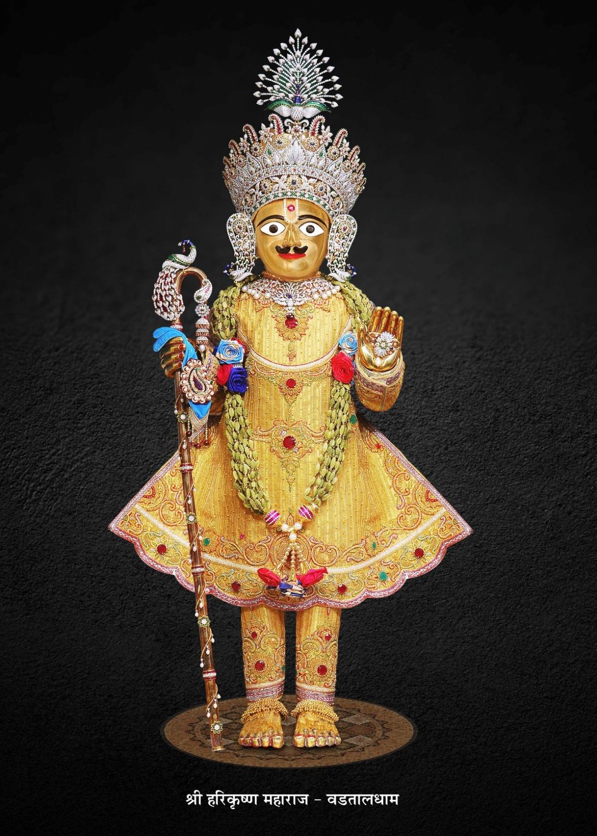 Swaminarayan deity in golden attire