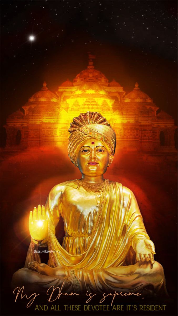 Golden Swaminarayan temple portrait