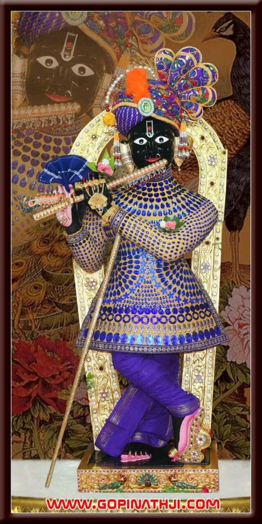 Swaminarayan playing flute, divine portrait