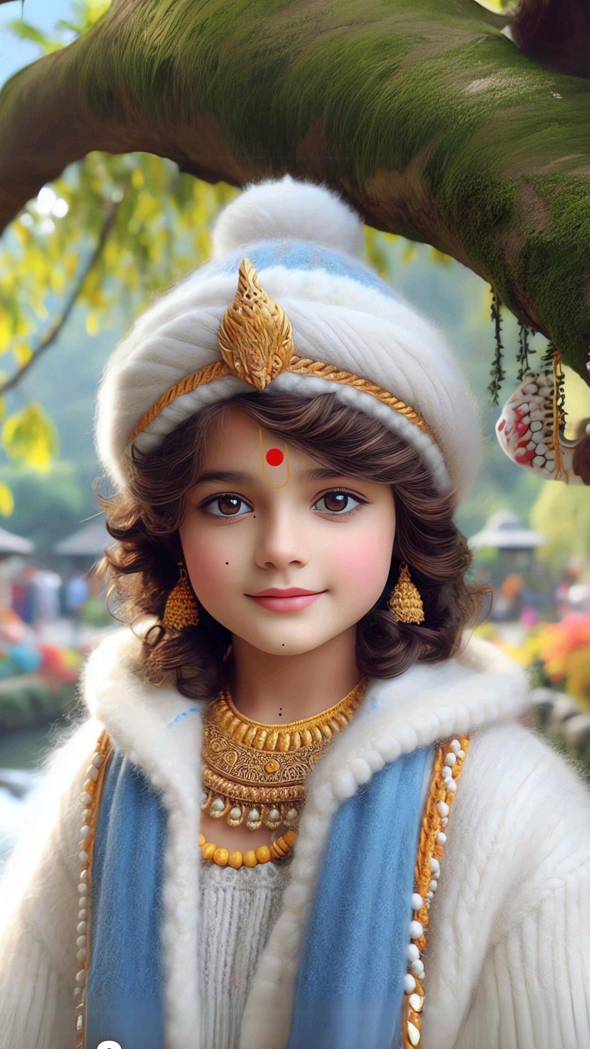 Young Swaminarayan with golden crown